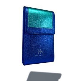 HA Mobiltáska - Metál királykék türkíz 