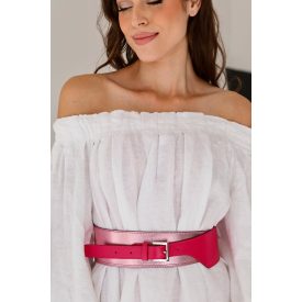 HA  Széles Öv - Pink metál rózsa