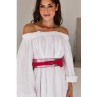 HA  Széles Öv - Pink metál rózsa