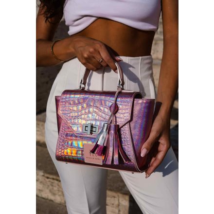 HA Pre Paris Bag - Púder hologrammos kroko /LIMITED/
