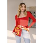 HA Széles öv - Metál narancs piros